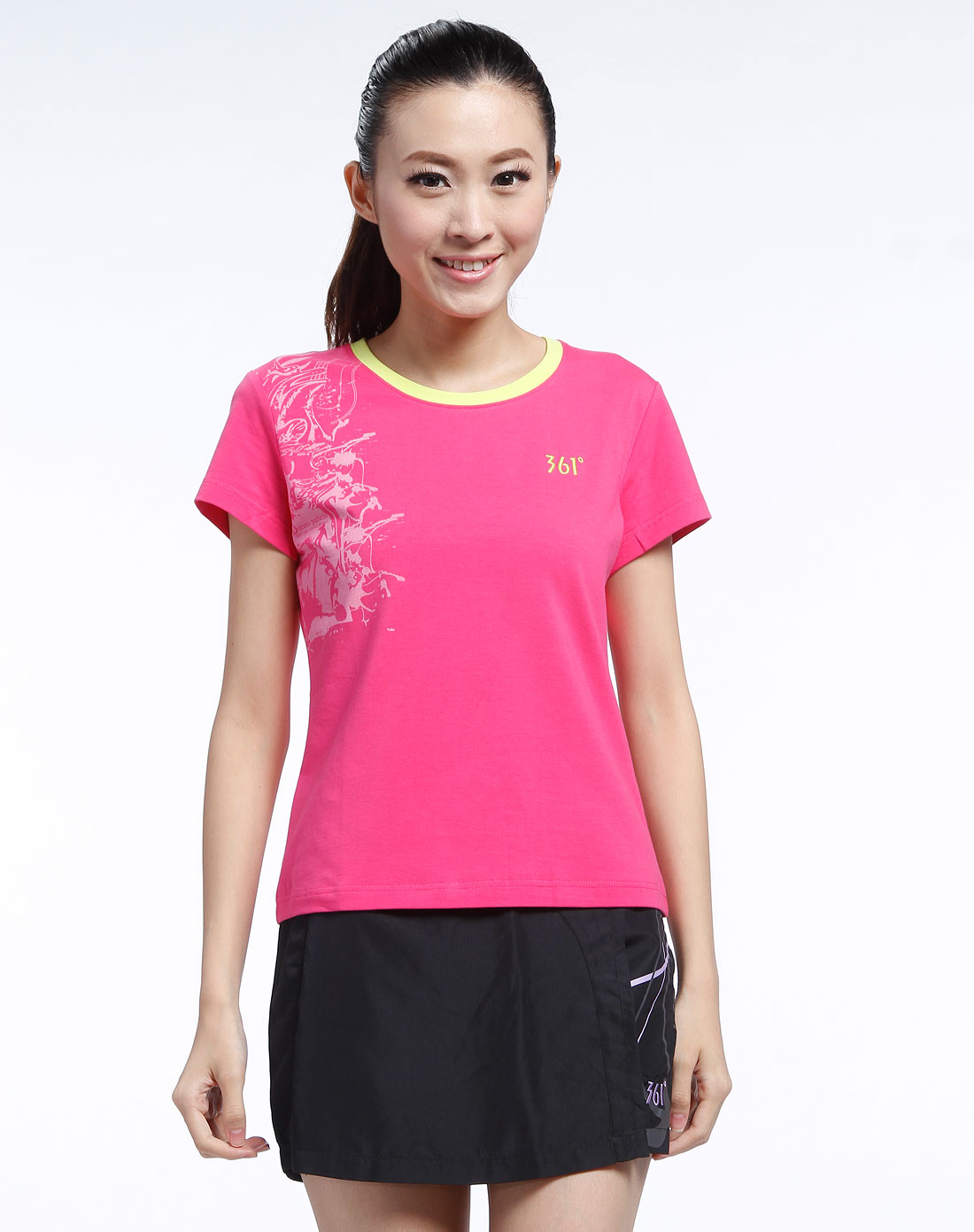 运动库存女装专场361° 深玫红色圆领短袖t恤