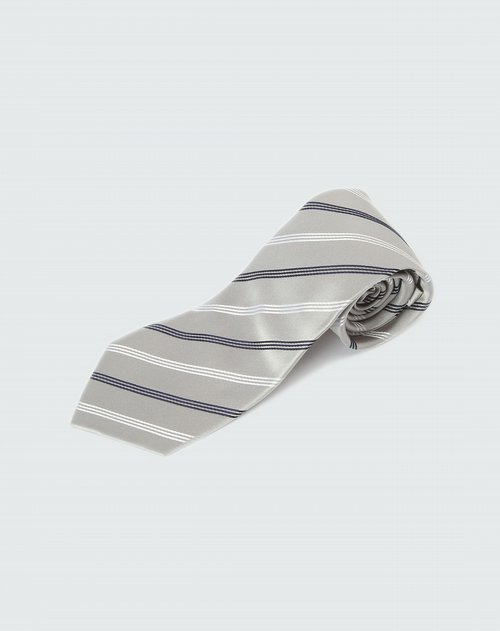 马狮龙-男装银/白/银色斜纹时尚领带