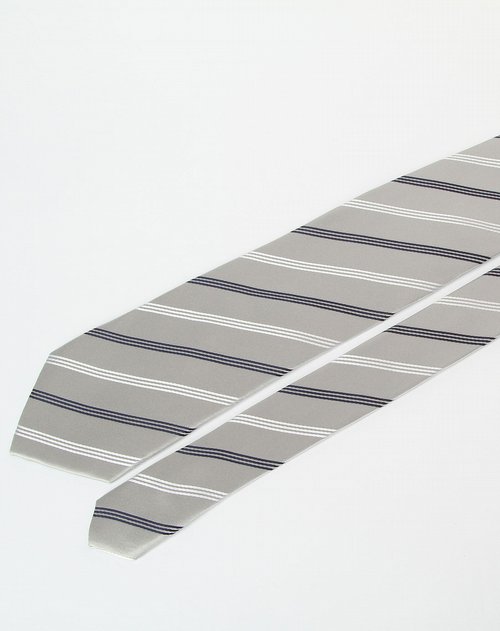 马狮龙-男装银/白/银色斜纹时尚领带