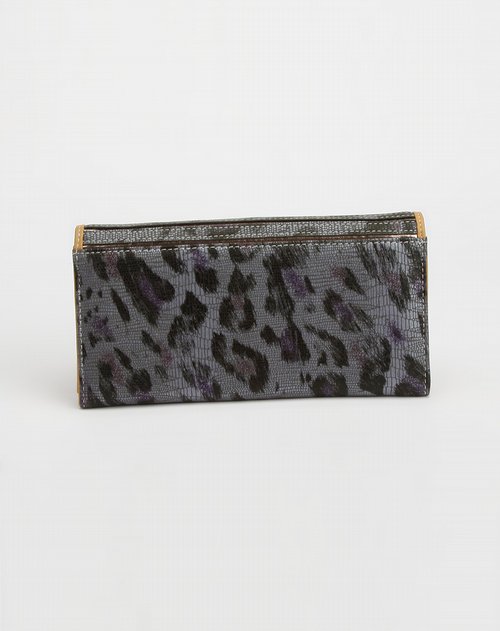 芭迪patty灰色/铜灰色豹纹装饰锁钱包