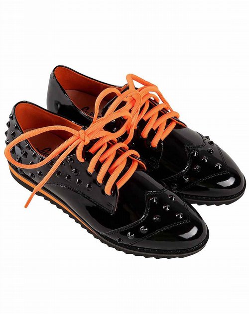 乐薇lavis lavie女鞋专场铆钉装饰牛漆皮内增高系带单鞋