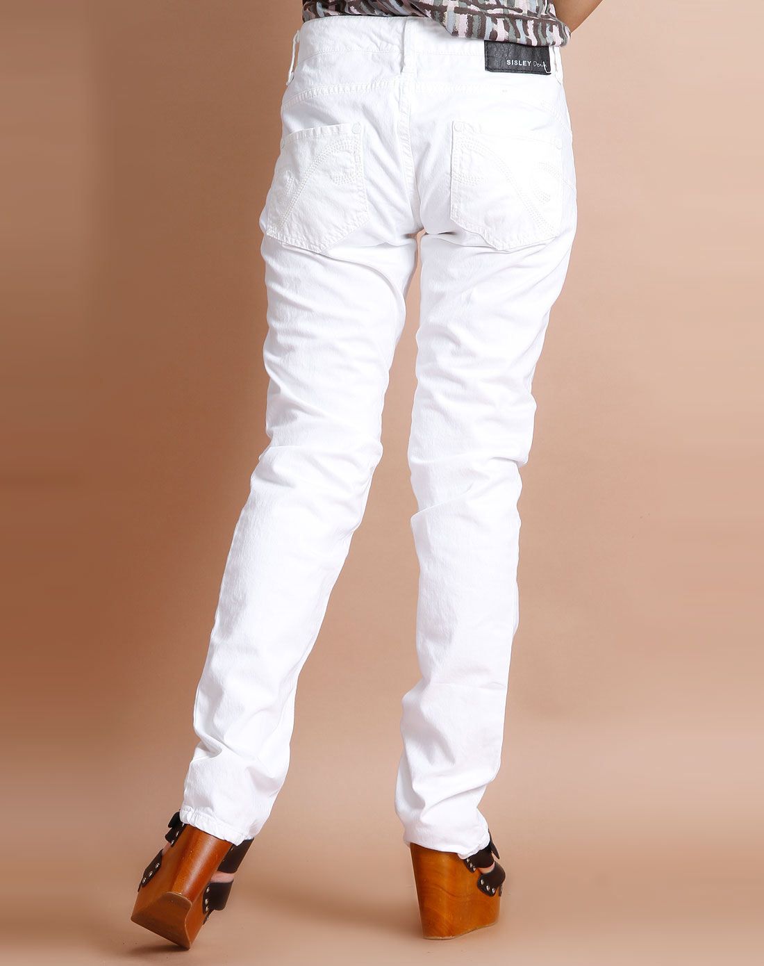 希思黎sisley纯白色简约休闲长裤
