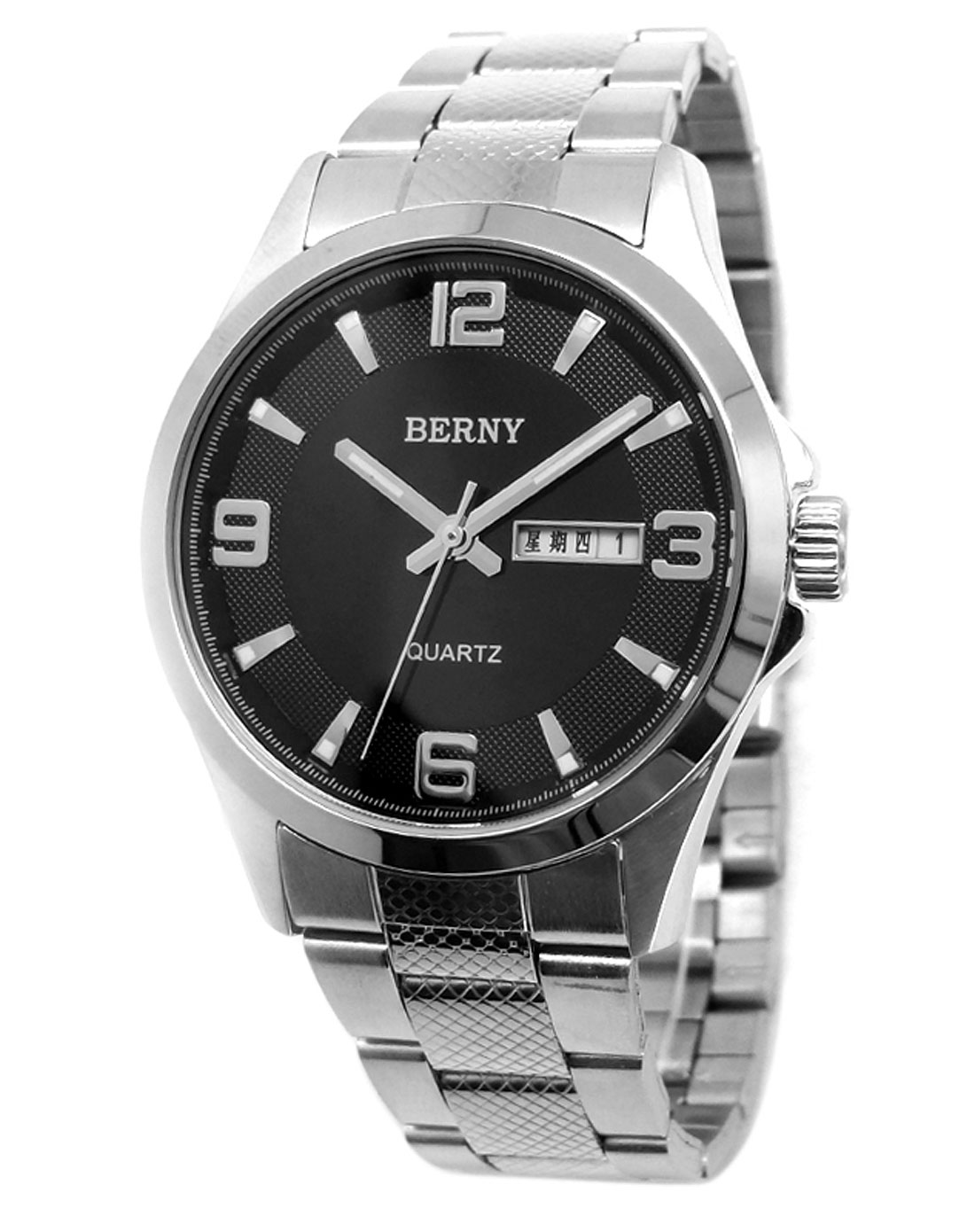 伯尼berny手表专场berny石英表2633m-a黑面男表