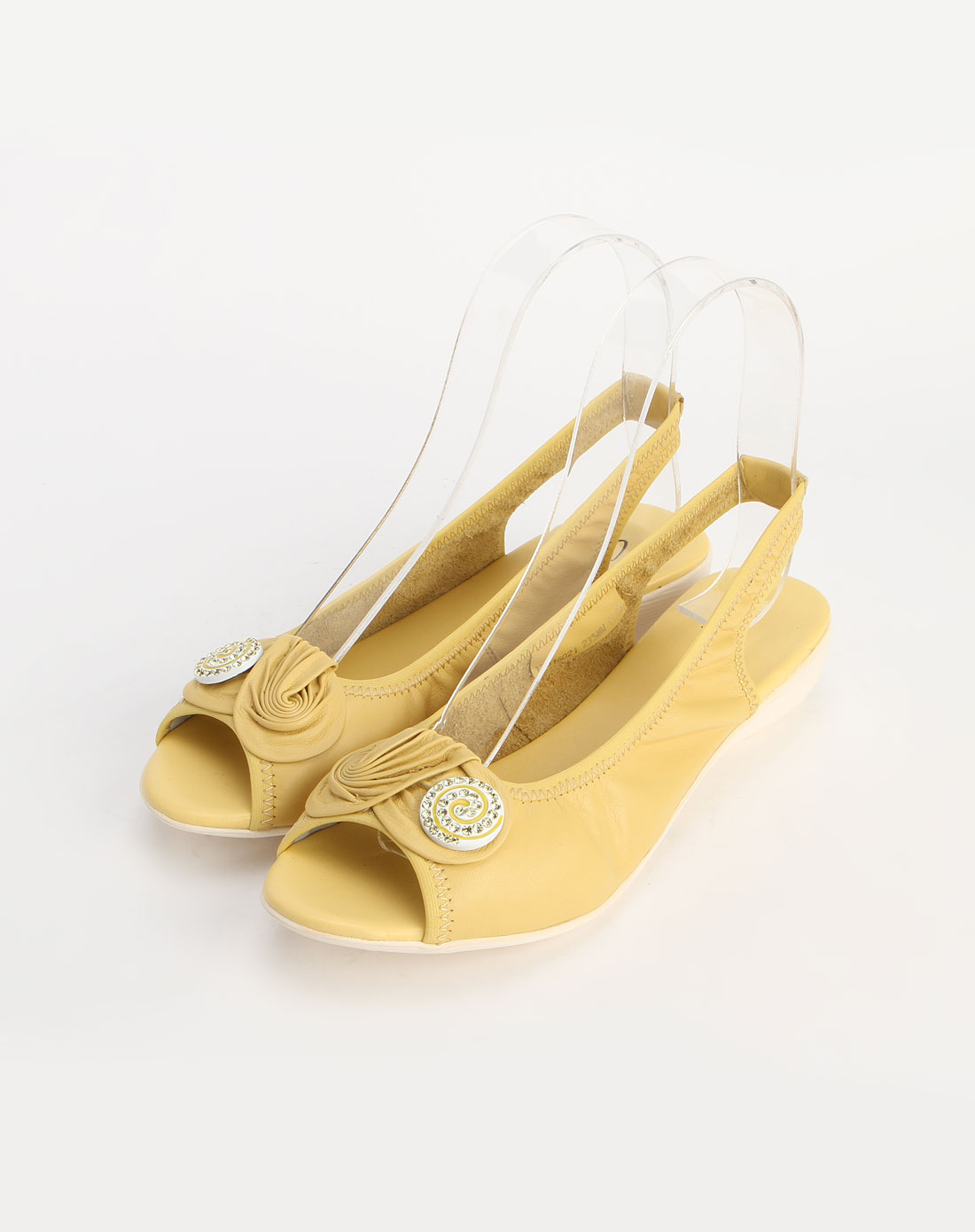 沙驰satchi淡黄色镶钻鱼嘴凉鞋