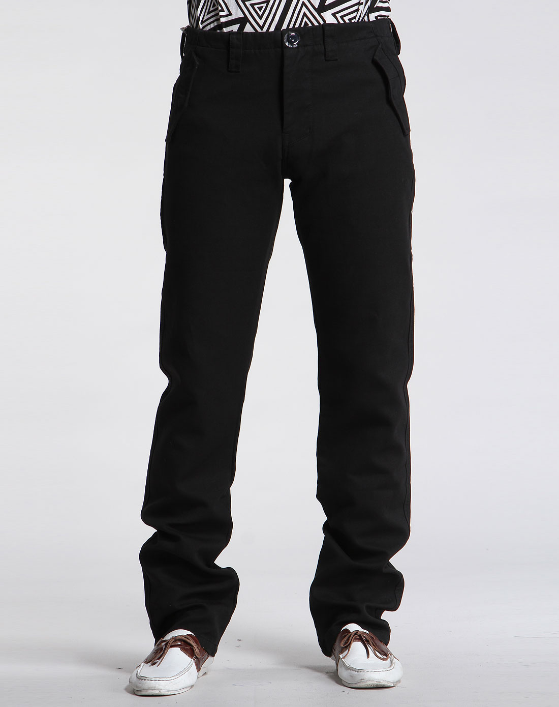 华菲·型格 黑色修脚休闲长裤