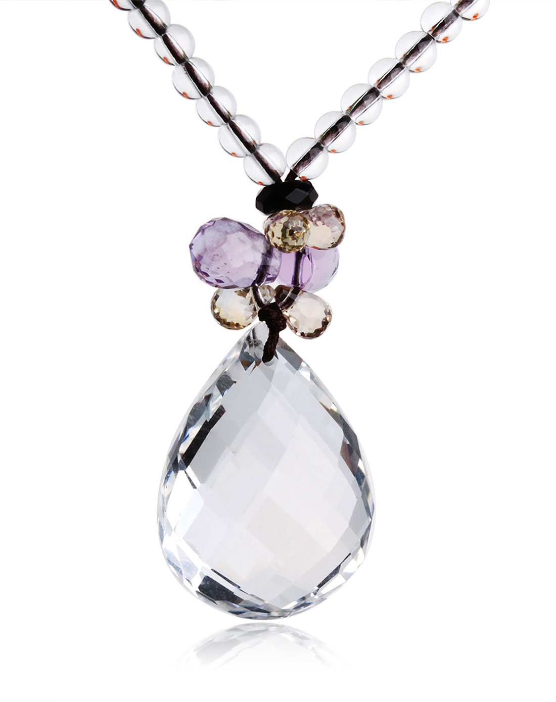 佰色传情 天然白水晶水滴编织清新项链附质检证书