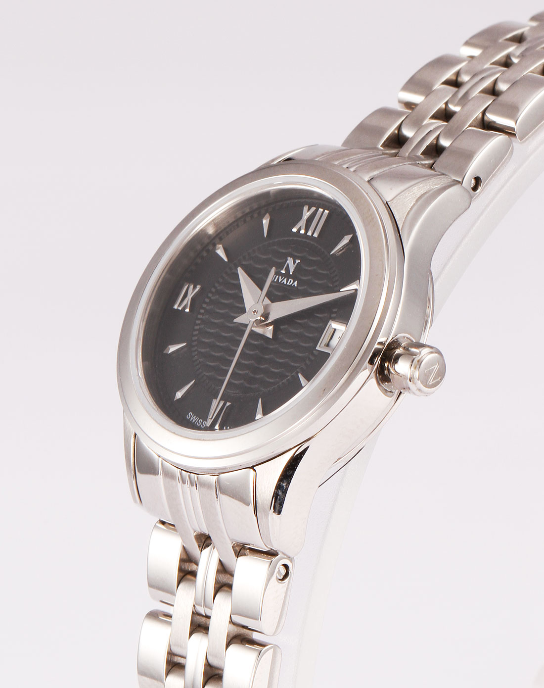 尼维达nivada手表专场-女款银/黑色精致时尚石英手表