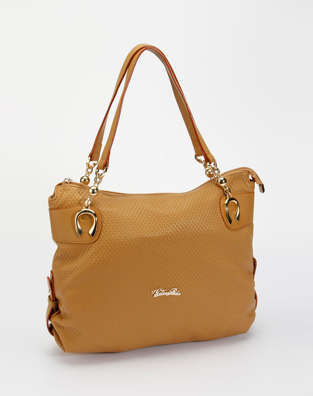 维多利保罗victory polo女士皮具专场深杏色菱形纹手拎包