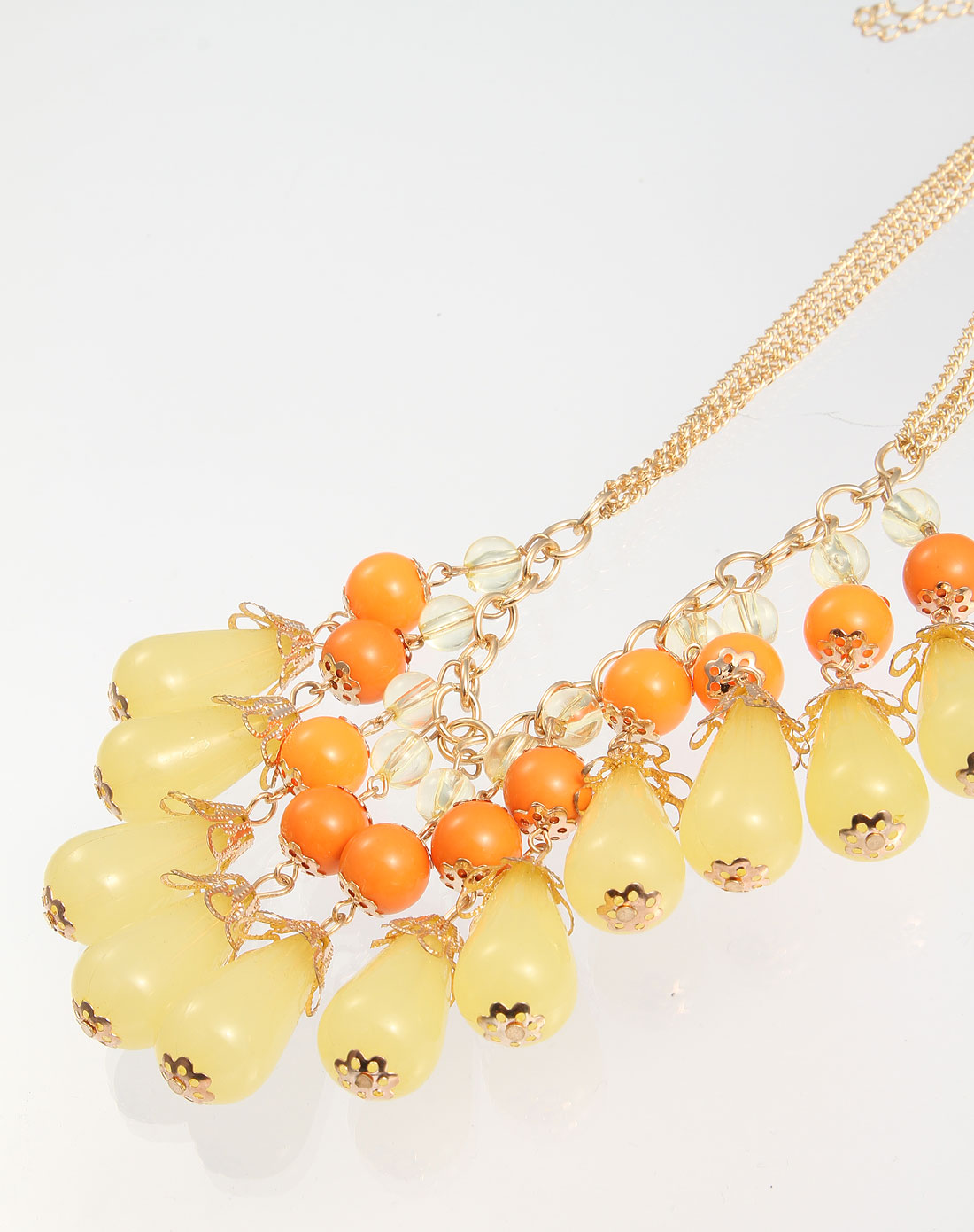 女款金/橘黄色果实累累项链