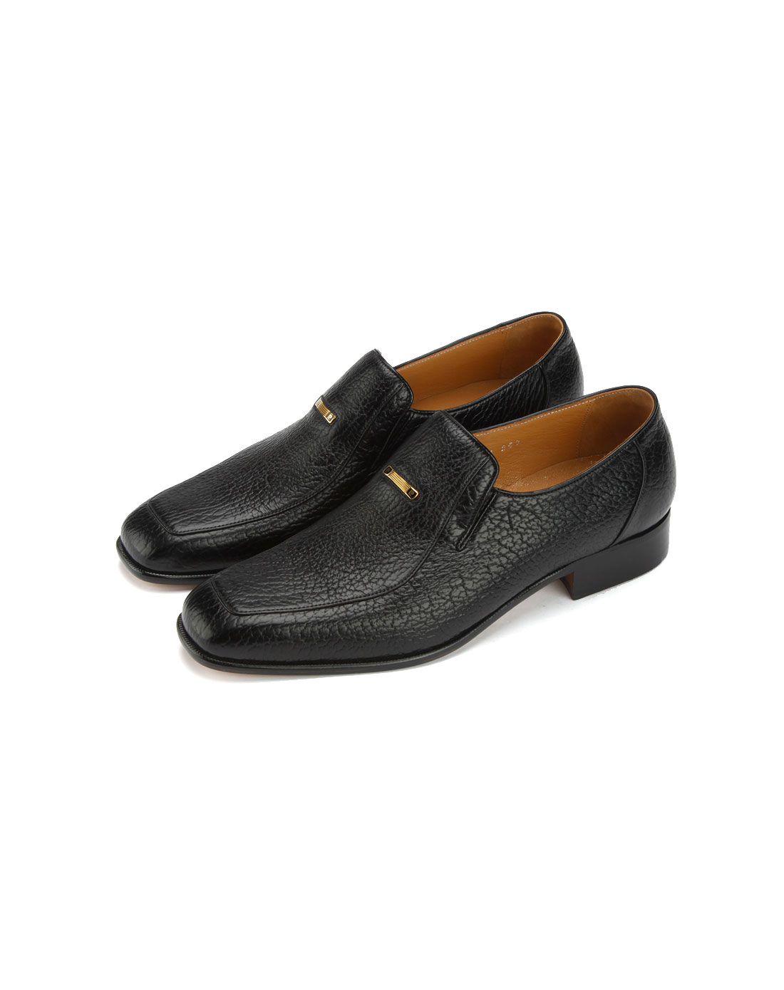 皮尔·卡丹pierre cardin-男鞋专场黑色海豹皮纹休闲皮鞋