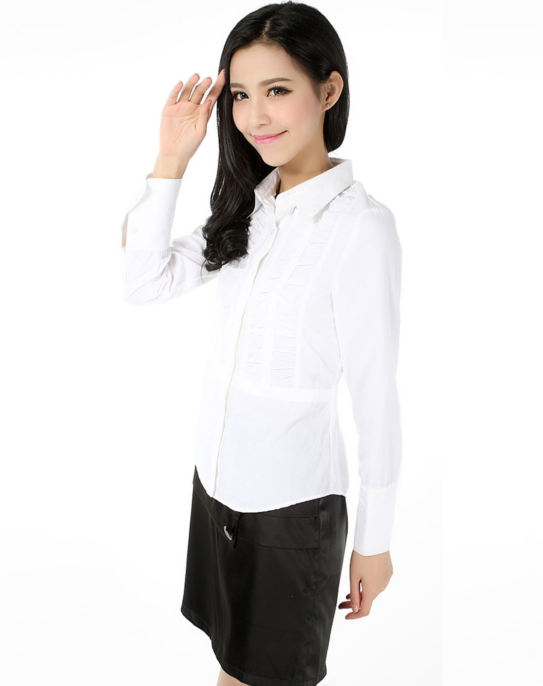女款白色长袖衬衫