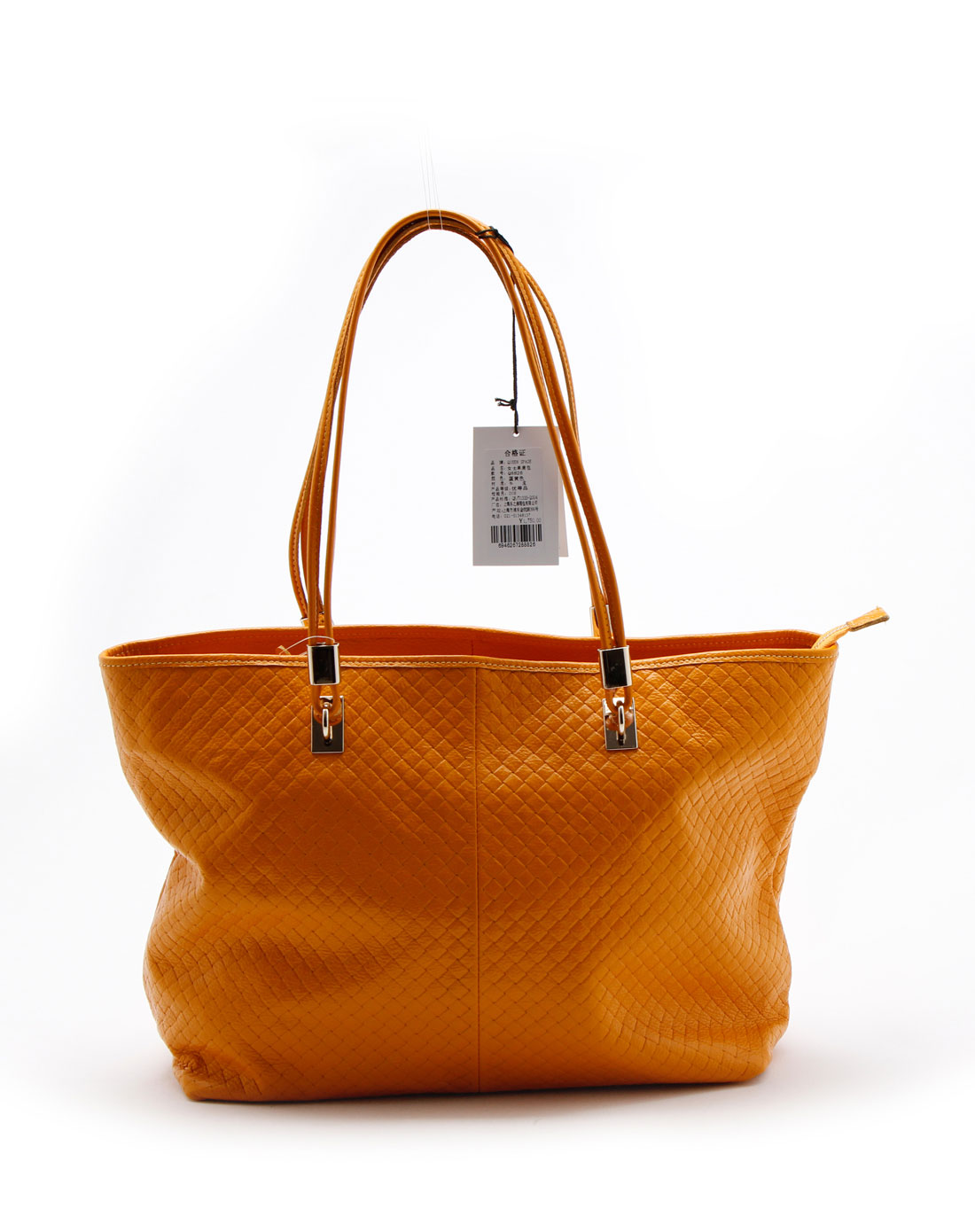 黑桃皇后queen spade女包专场-时尚休闲压格纹蛋黄色单肩包