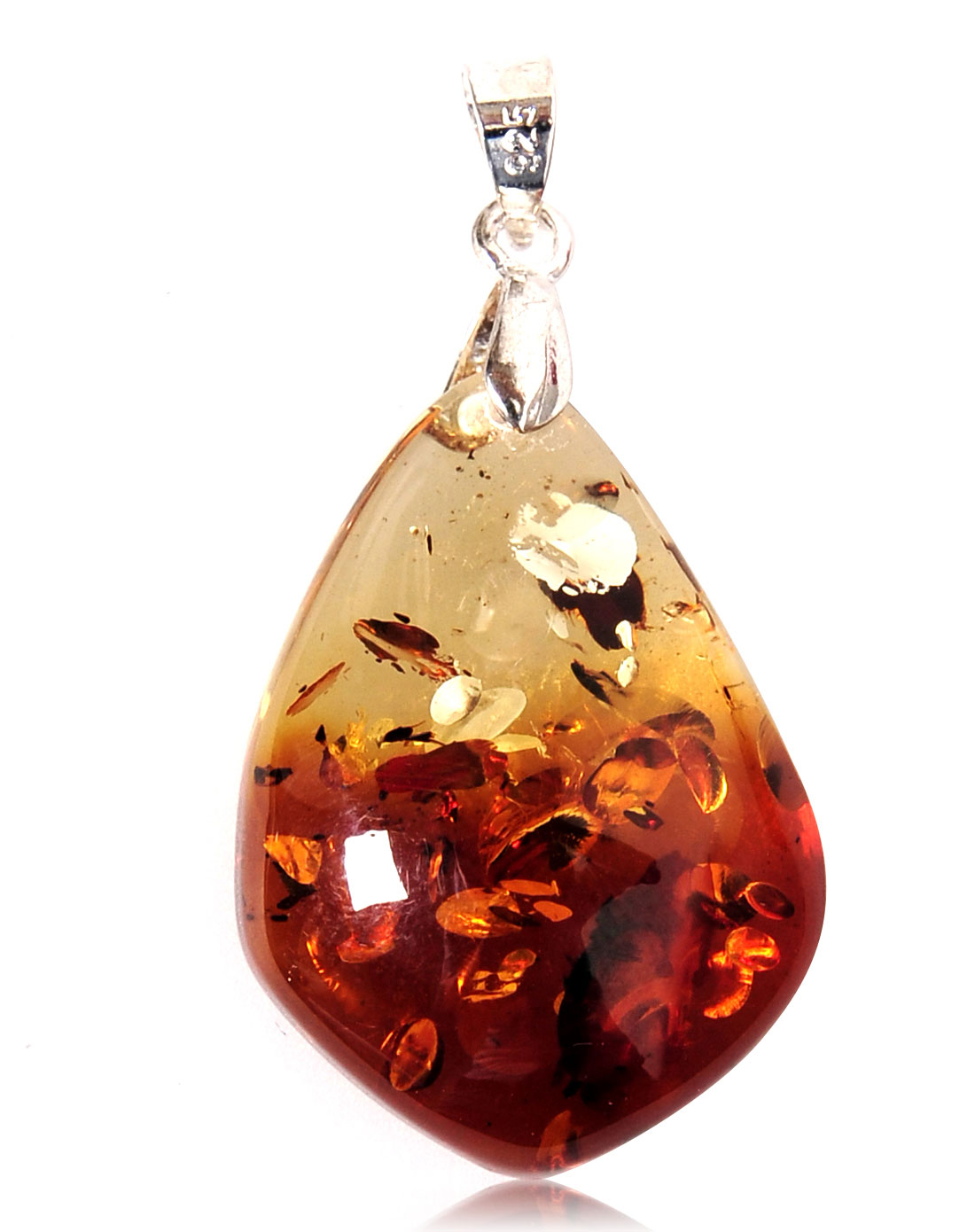 褐黄色润美可人天然琥珀双色花珀吊坠(附鉴定证书)