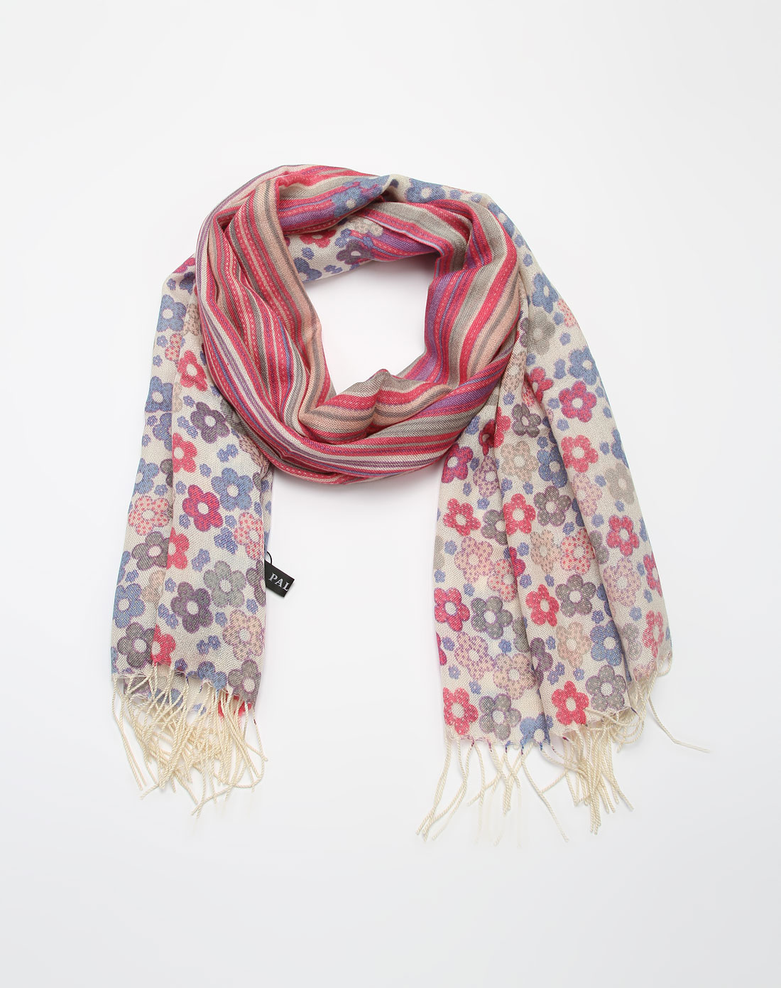 > 女款紫红色小花朵围巾