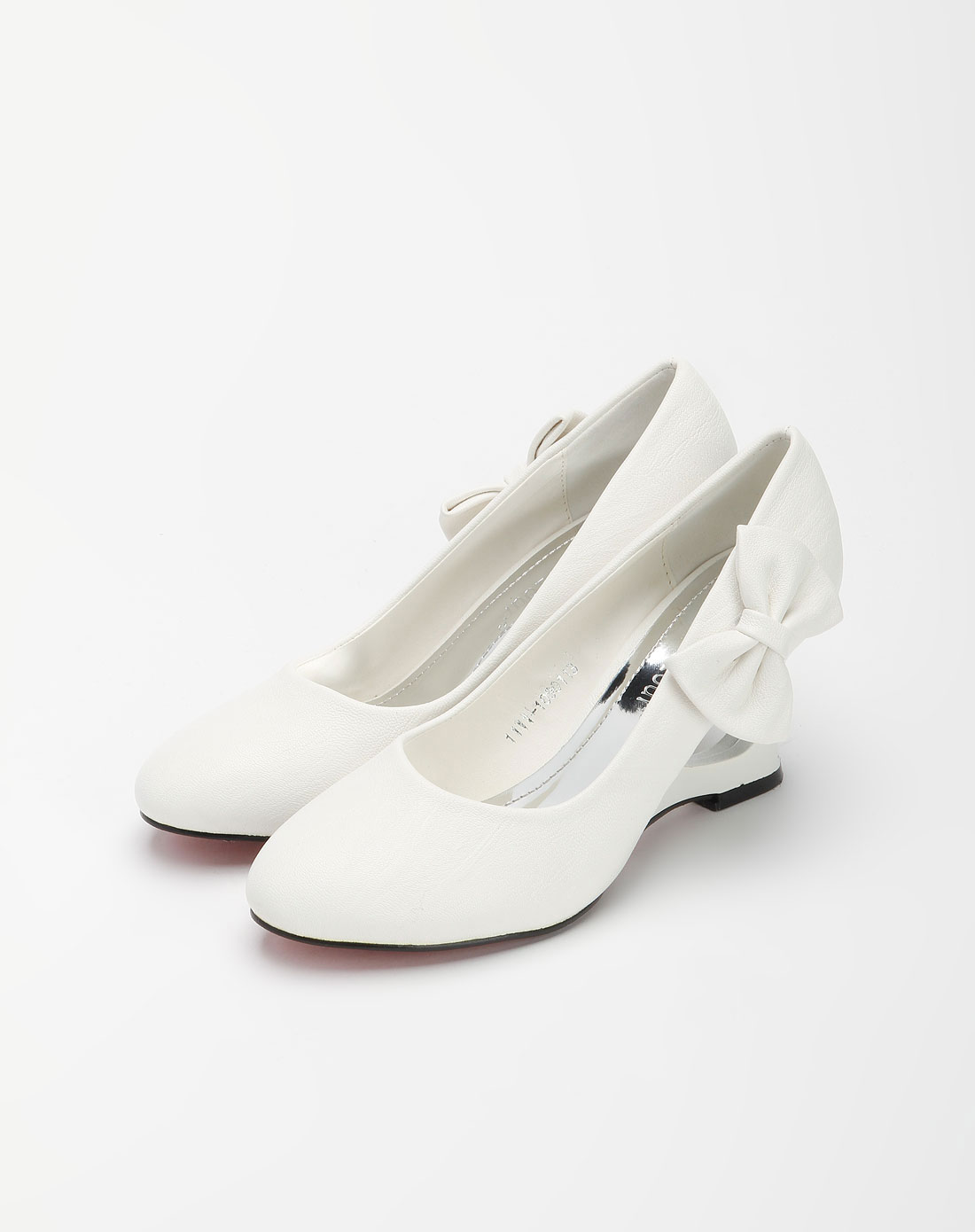 茵佳妮in-colour白色蝴蝶结高跟鞋