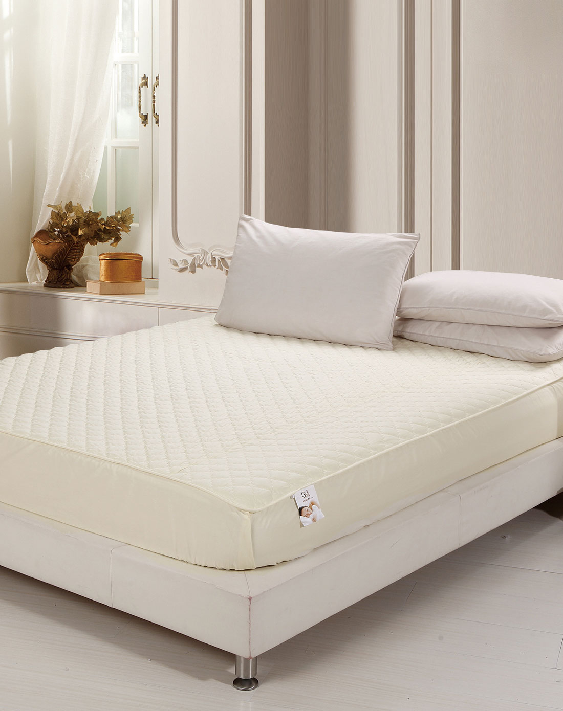 纯棉素色床笠米黄150*200cm