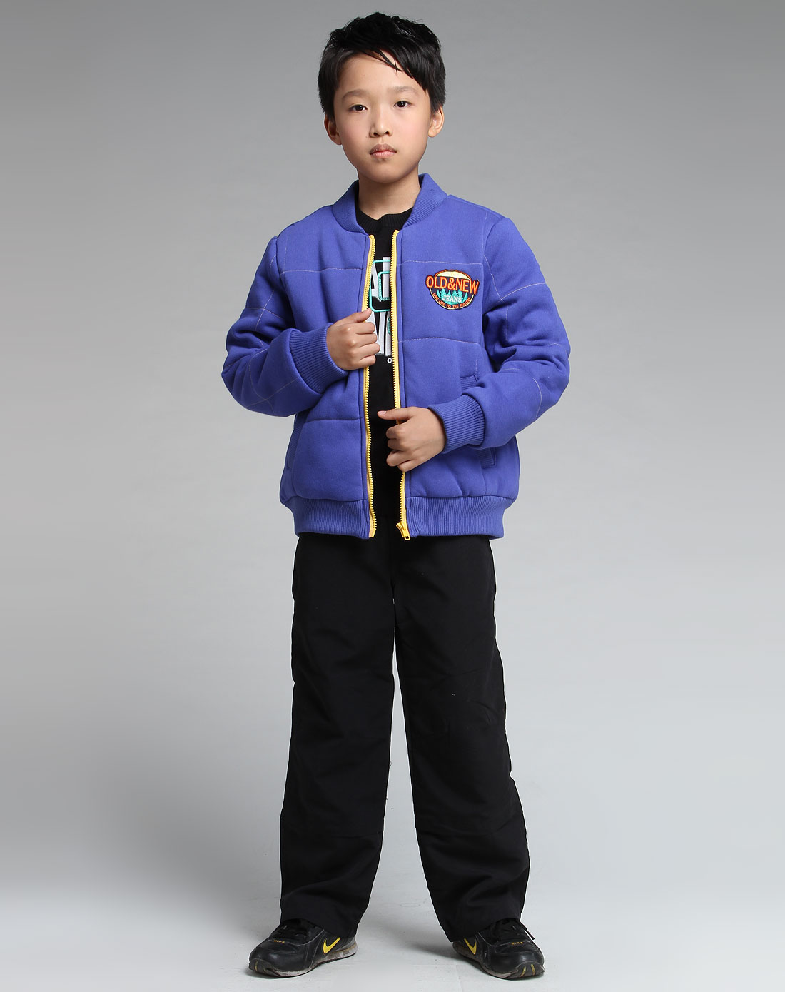 鎏恒色新锐少年装old&new男女童混合专场-男童蓝色简约时尚拉链长袖