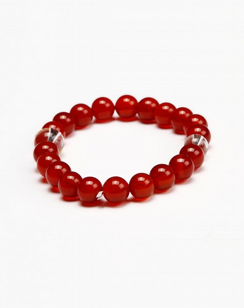 kmonado枣红色透明水晶印金鸡手链