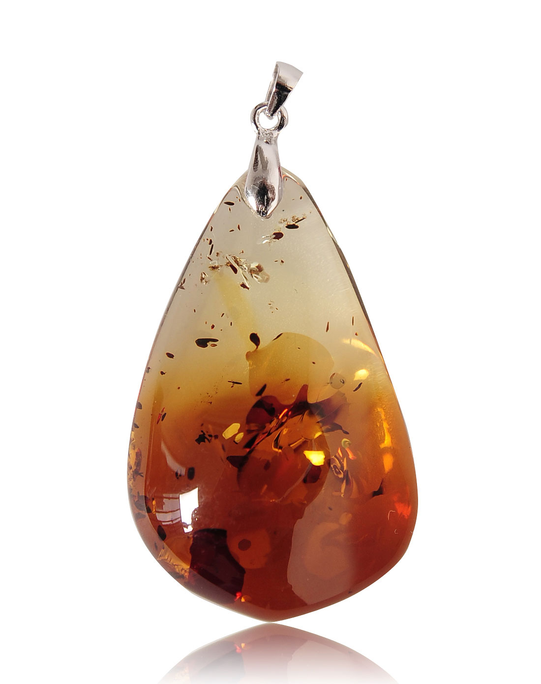 天女散花天然琥珀红花珀水滴吊坠(附珠宝鉴定证书)