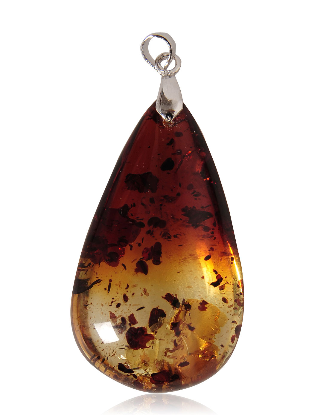 天女散花天然琥珀红花珀水滴吊坠(附珠宝鉴定证书)