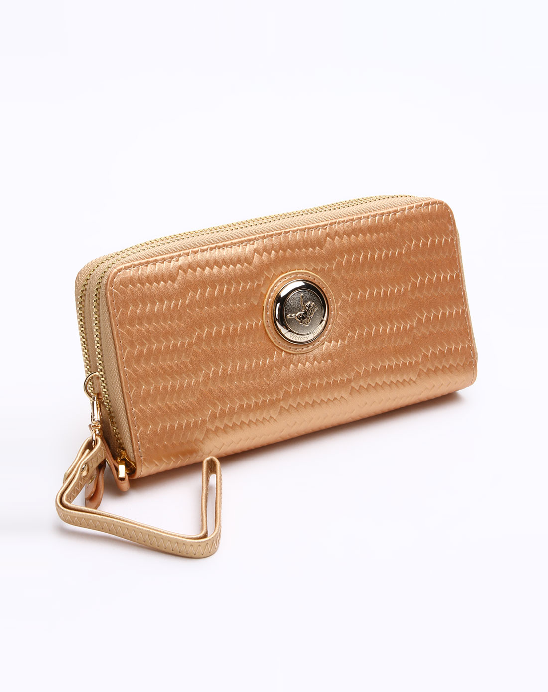 维多利保罗victory polo-女士亮金/亮橘金色编织印图钱包_唯品会名牌