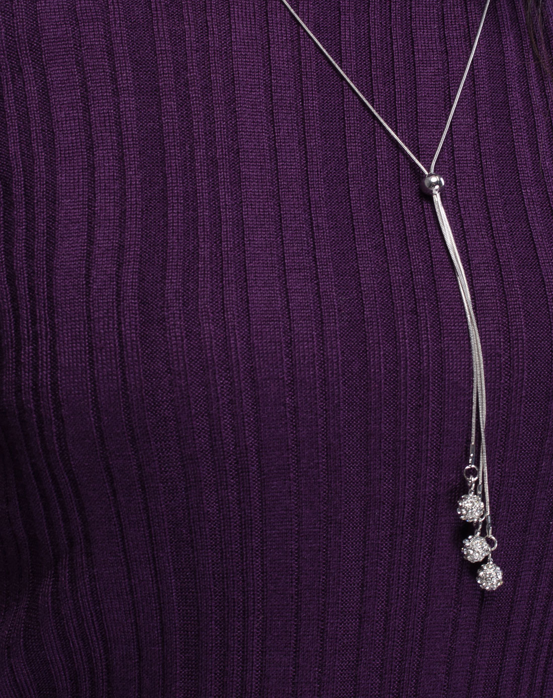 深紫色长款不规则抽条基本款打底毛衣