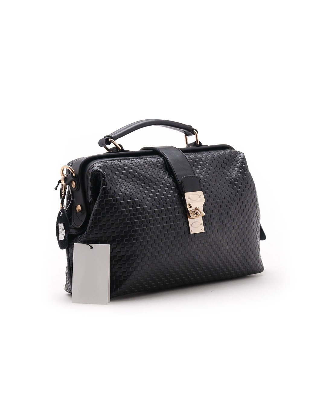 时尚压纹黑色医生包