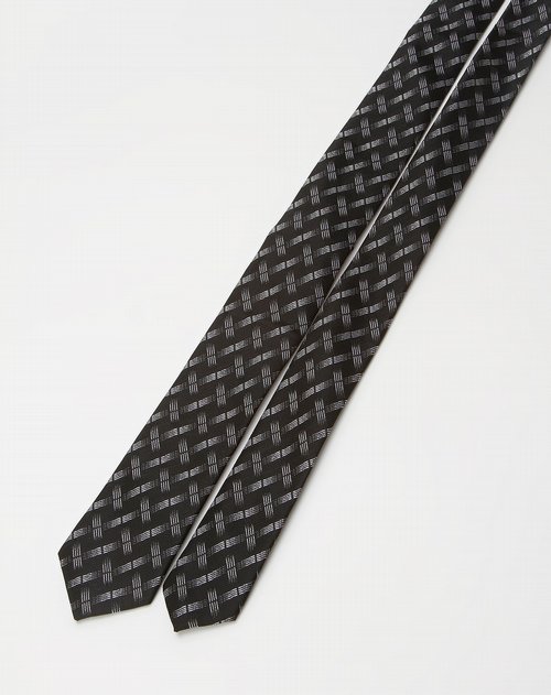 g2000黑/银白色菱纹时尚领带