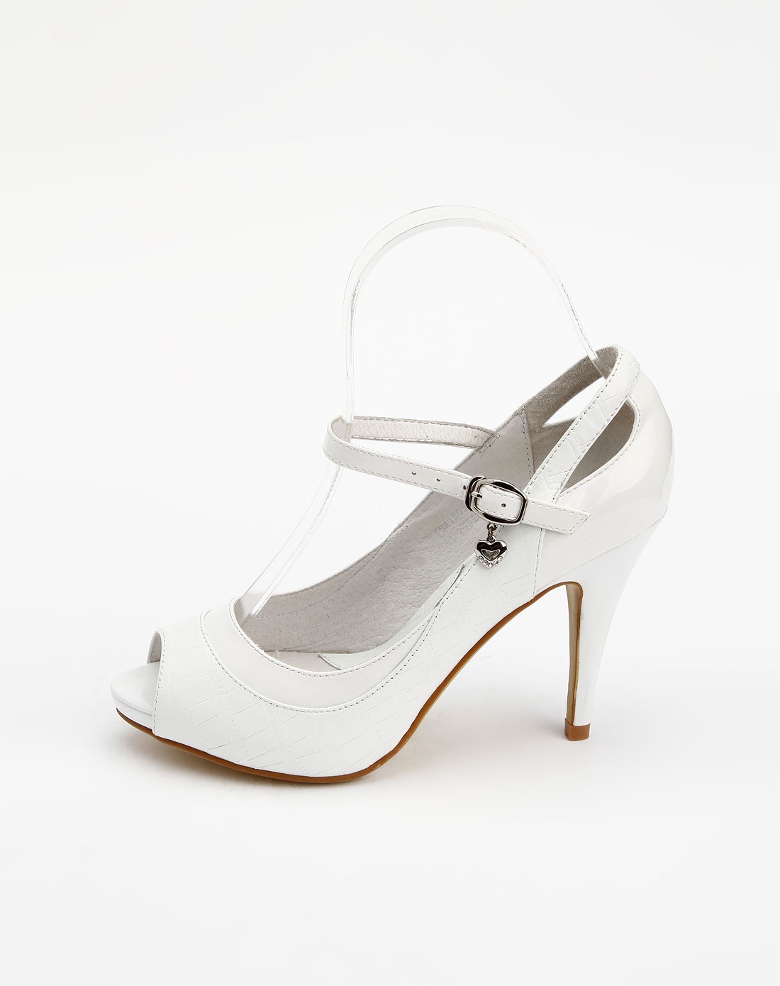 菲伯丽尔fbl白色石头纹优雅高跟凉鞋