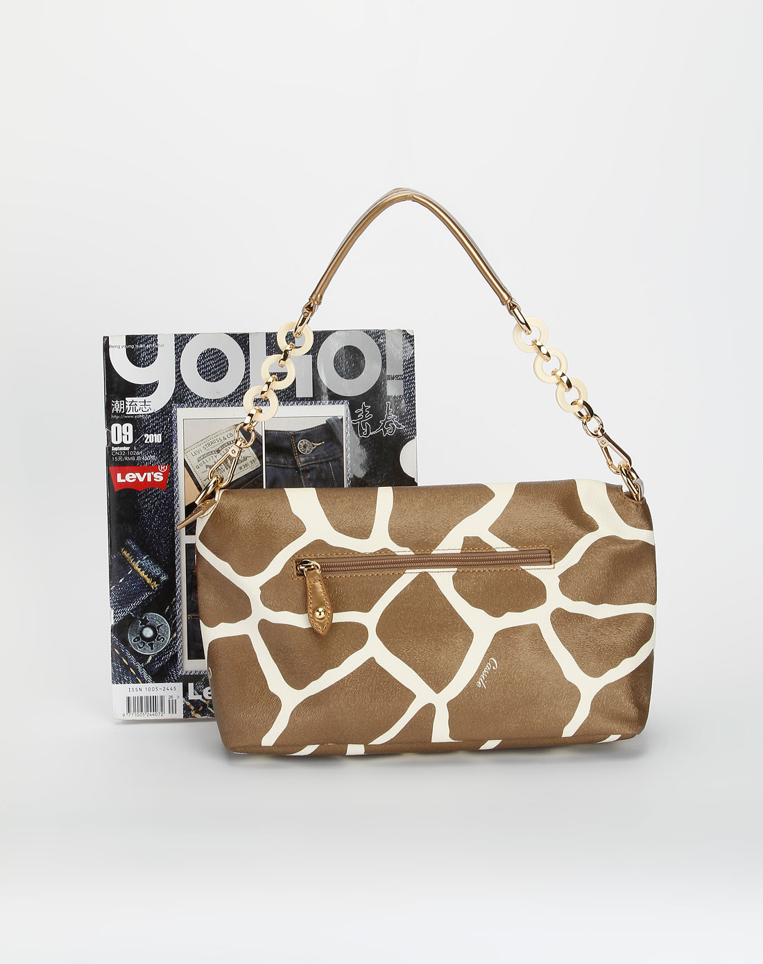 卡思乐cassile女款淡金色休闲长颈鹿纹手拎包6942689405407_唯品会