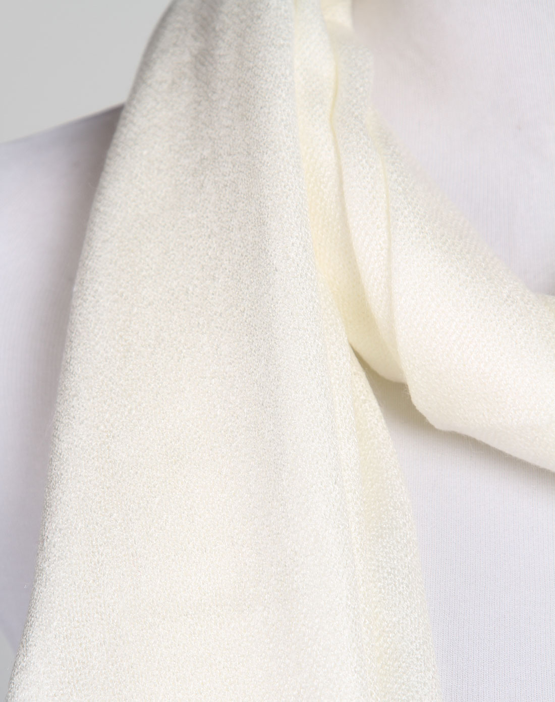 浪莎保暖内衣男女女士奶白色流苏仿羊绒围巾233_唯品会