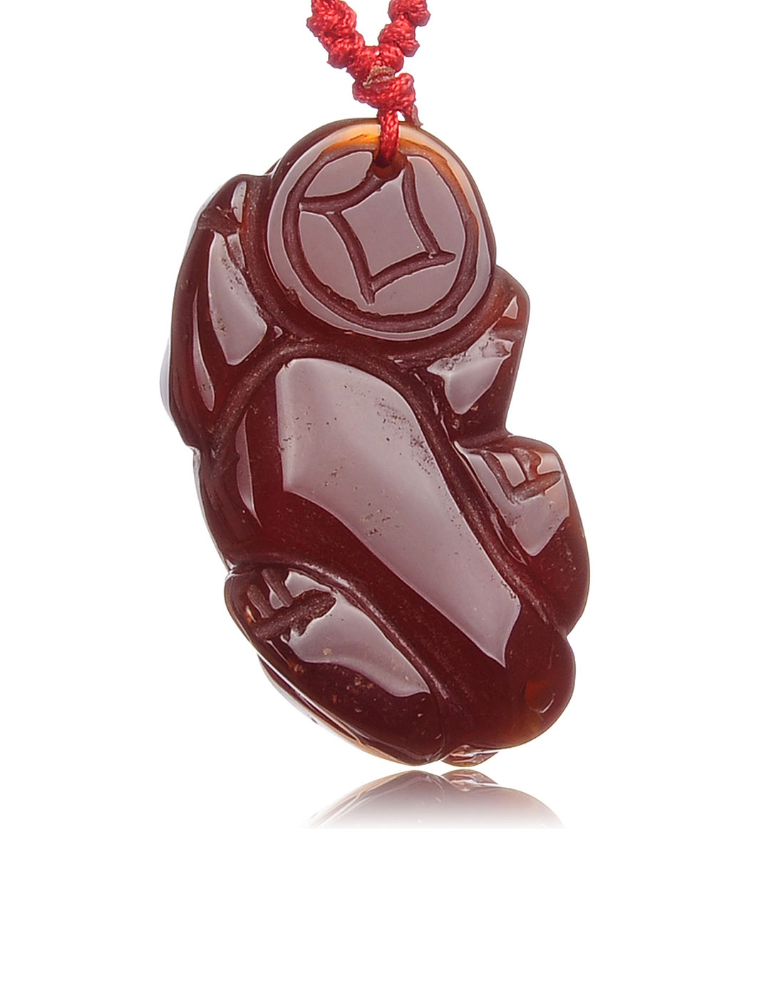 招财纳福天然红玛瑙情侣貔貅吊坠-女款(赠韩式编绳)