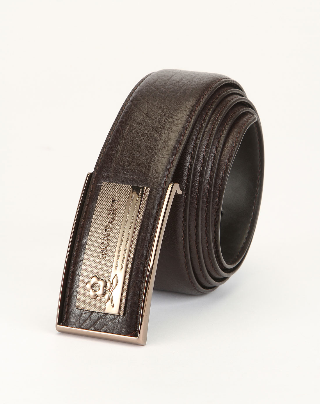 男款深啡色时尚板扣皮带
