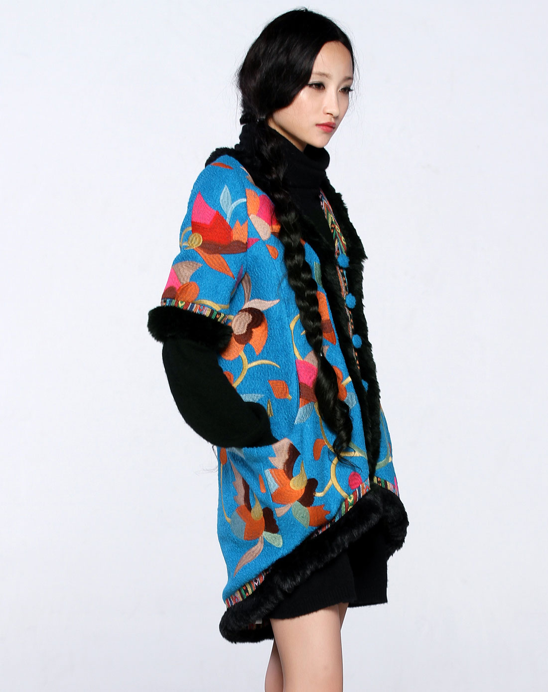 裂帛女装 花色高端撞色大口袋短袖外套24110013花茧