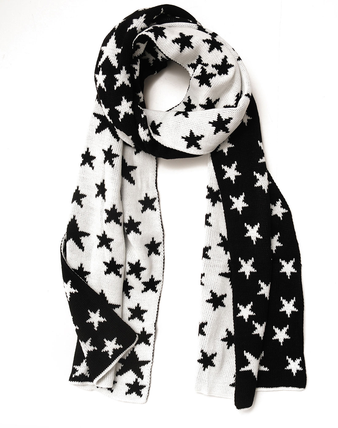 女款黑白色时尚毛线围巾