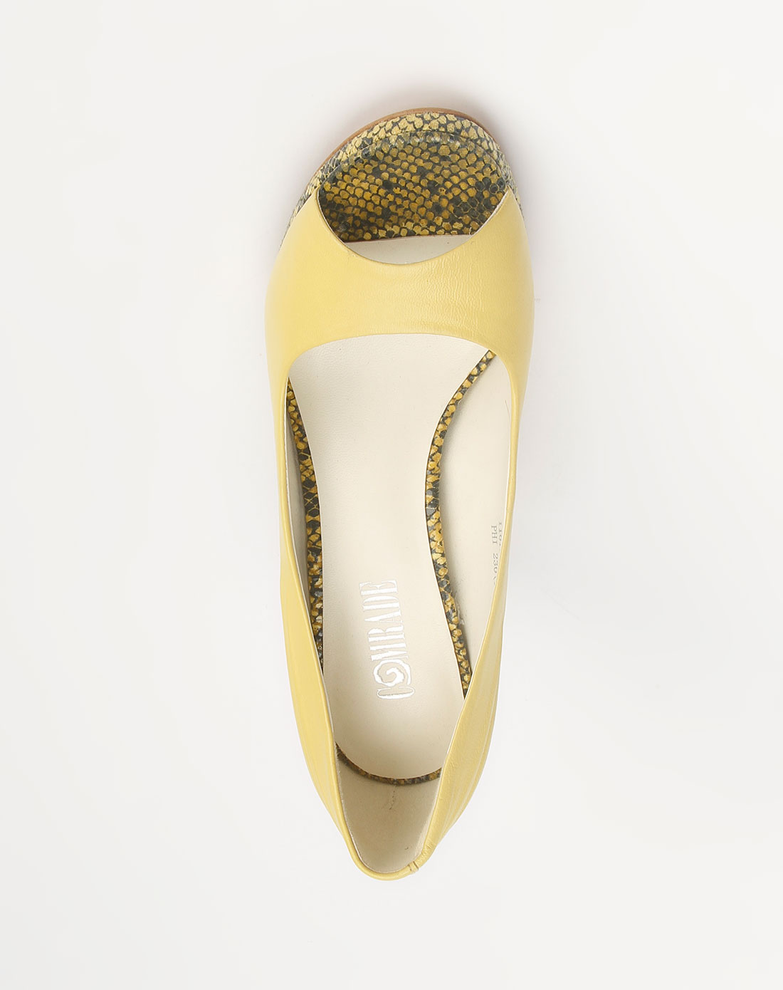 康莉comrade黄色蛇纹羊皮高跟鞋