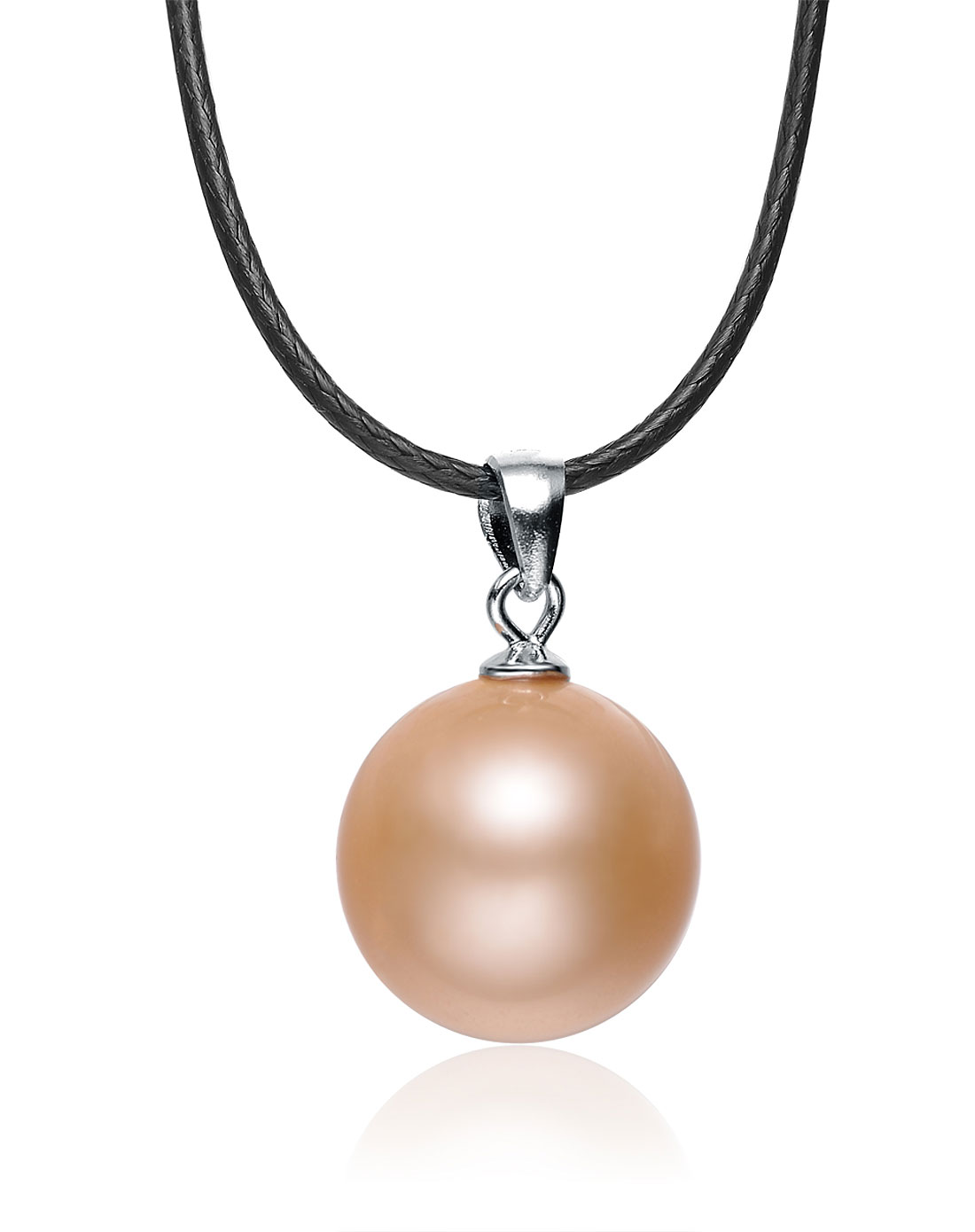 s925银正圆贝珠吊坠(赠925银扣皮绳一条)金色