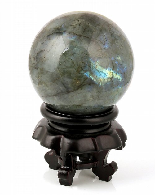 瀚碧堂贵重饰品专场天然蓝月光石水晶球摆件(附鉴定证书)