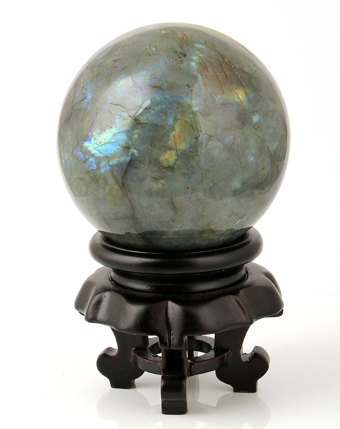 瀚碧堂贵重饰品专场天然蓝月光石水晶球摆件(附鉴定证书)