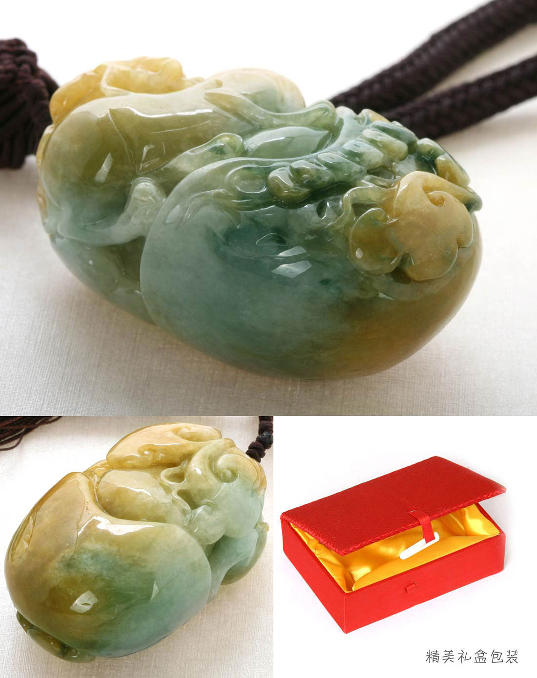 翠润福缘贵重专场天然a货翡翠手把件-麒麟天赐325293(附珠宝鉴定书,赠