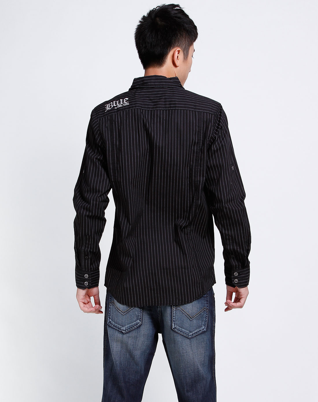 唐狮tonlion-男装专场黑色条纹长袖衬衫