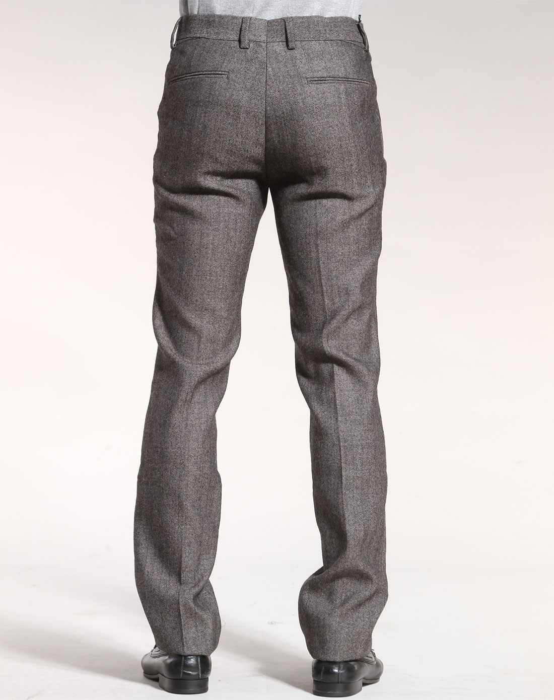 啡灰色休闲印纹长西裤