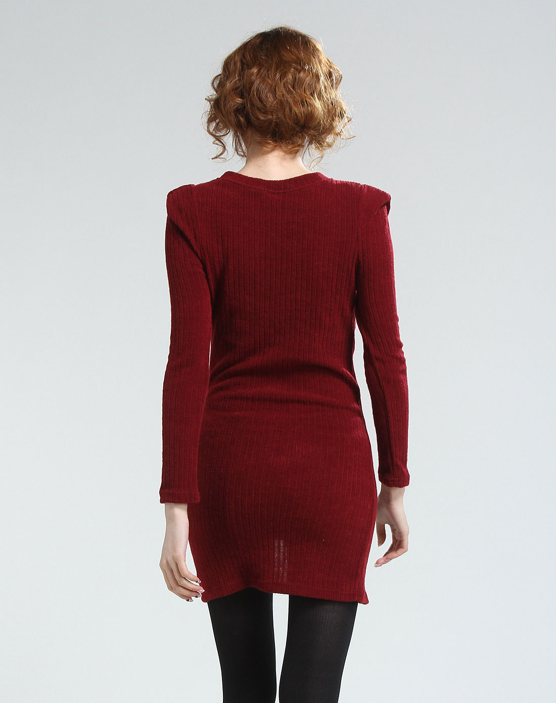 [ 阿尔皮纳 ] 枣红色竖纹长袖打底衫