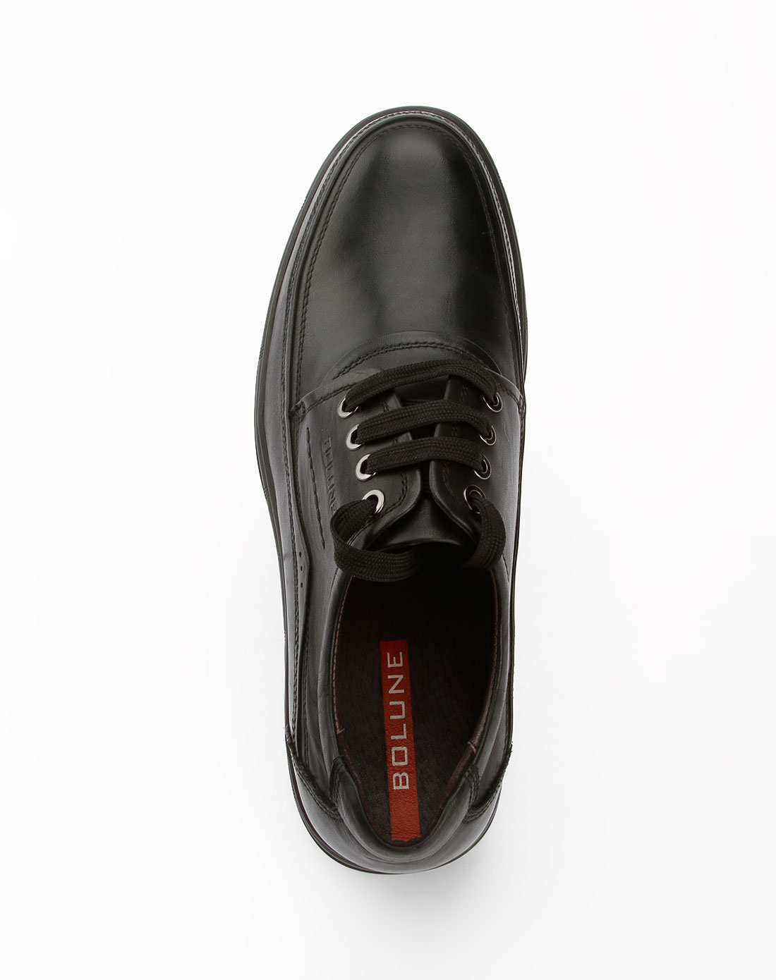 百伦bolune男款黑色简约绑带皮鞋