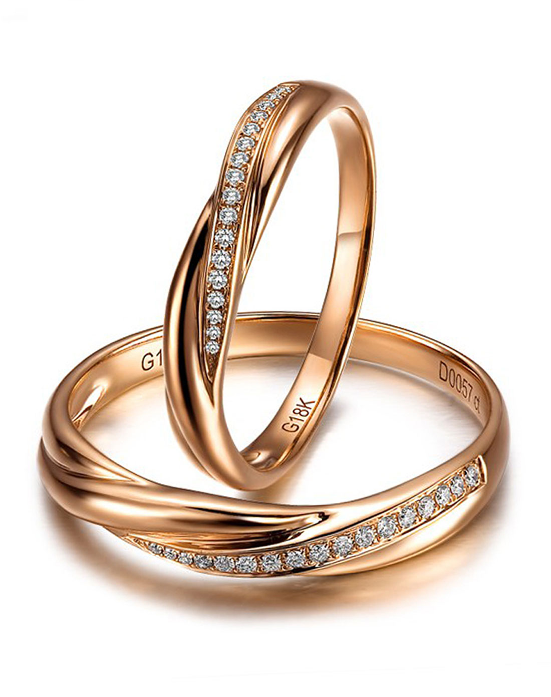 佐卡伊zocai18k玫瑰金钻石对戒女-眷恋一生(5分)