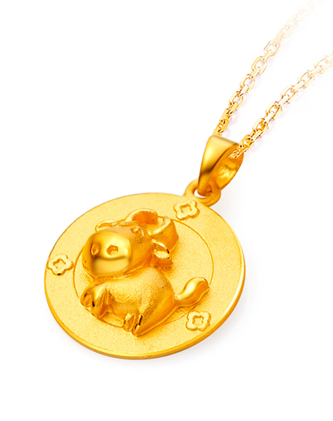 > 生肖牛黄金足金吊坠(工费:120,约4.55g)