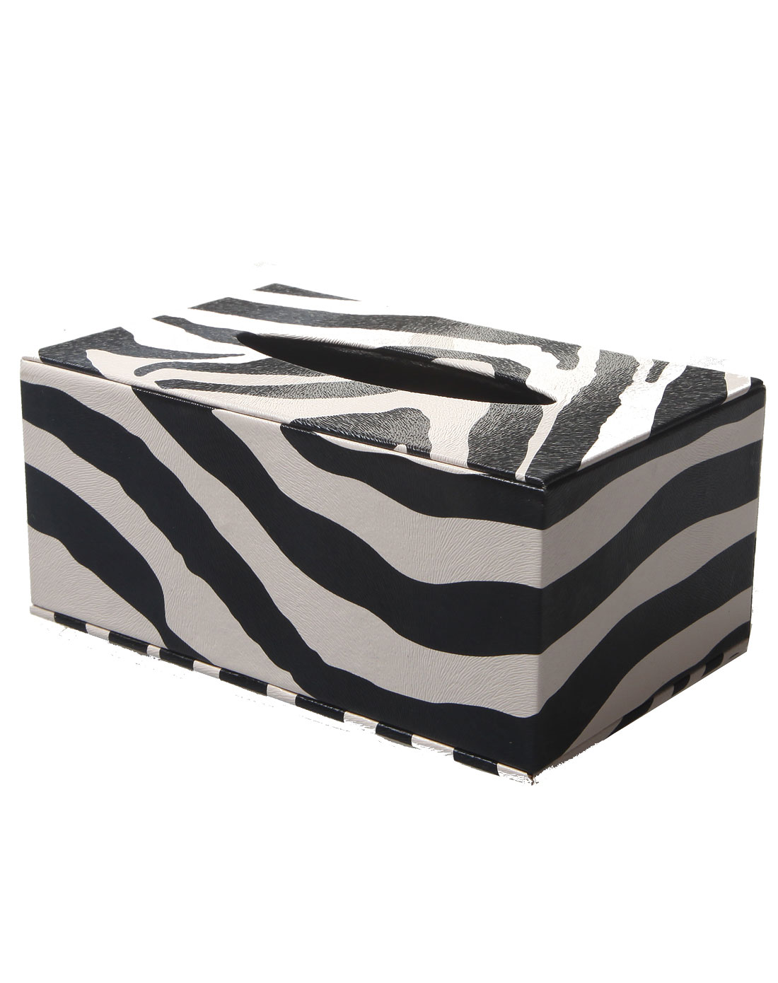 > 黑白色斑马纹仿皮纸巾盒
