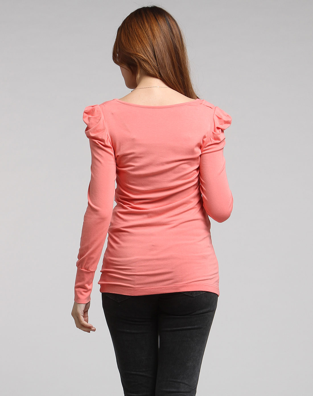 粉红色时尚长袖针织衫