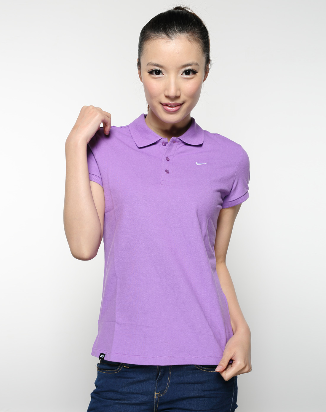 运动休闲系列女子紫色短袖polo衫