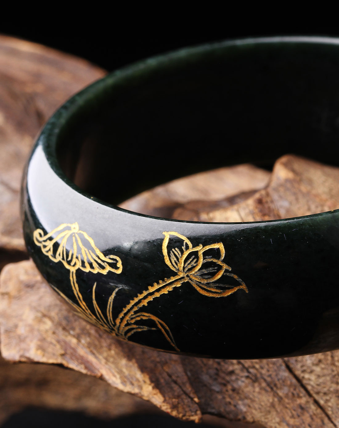 和田玉描金手镯(大号)